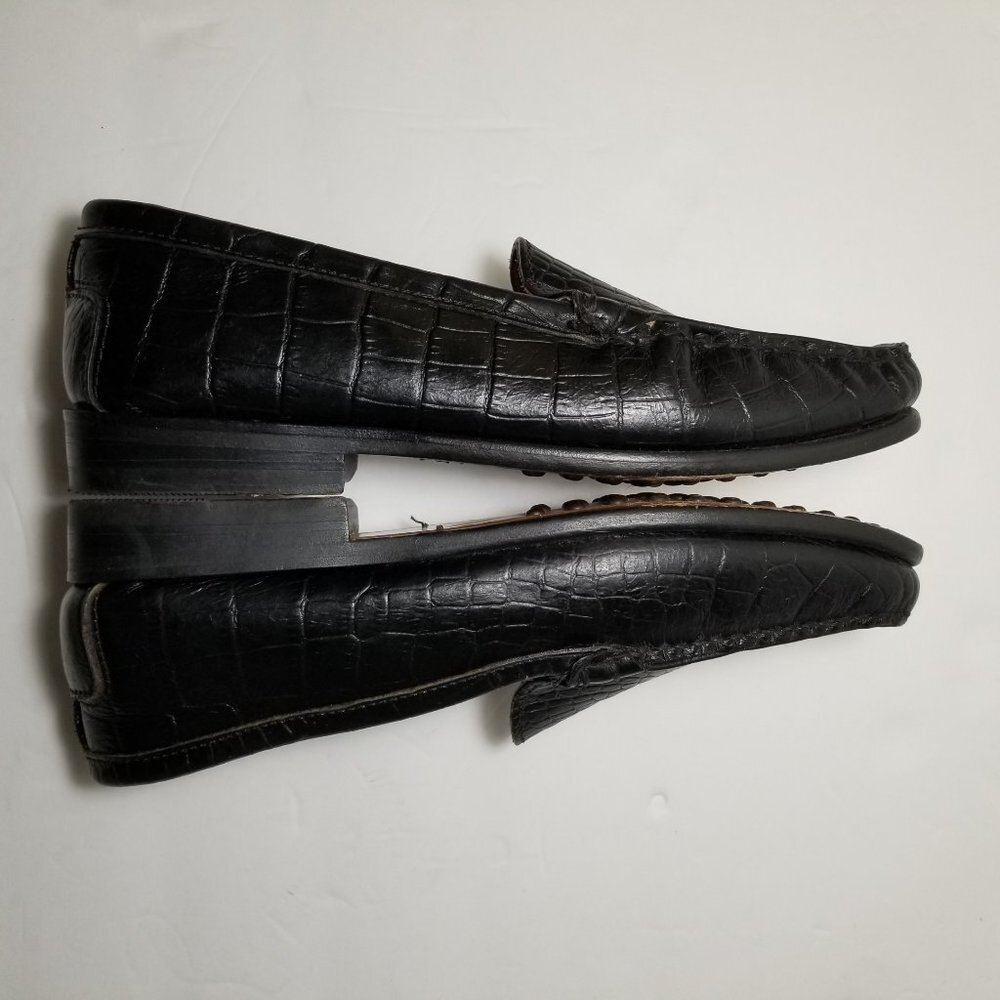 Womens L.L. Bean Loafers black size 6.5 faux croc - Picture 4 of 8